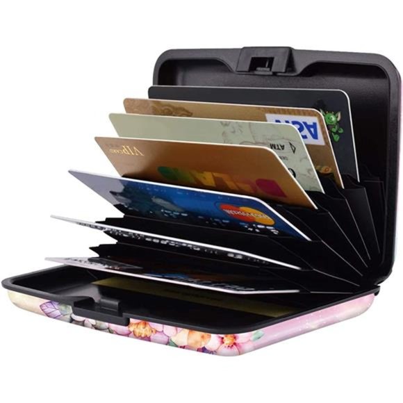 Mini Credit Card Holder, RFID Blocking Slim Hard Card Case ID Case Travel Wallet - Picture 3 of 7